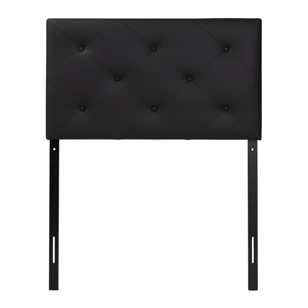 Baxton Studio Baxton Modern Twin Upholstered Headboard with Button-Tufted Design for Chic Bedroom Makeover Black BBT6431-Black-Twin HB