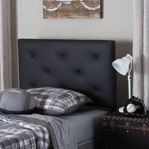 Baxton Studio Baxton Modern Twin Upholstered Headboard with Button-Tufted Design for Chic Bedroom Makeover Black BBT6431-Black-Twin HB