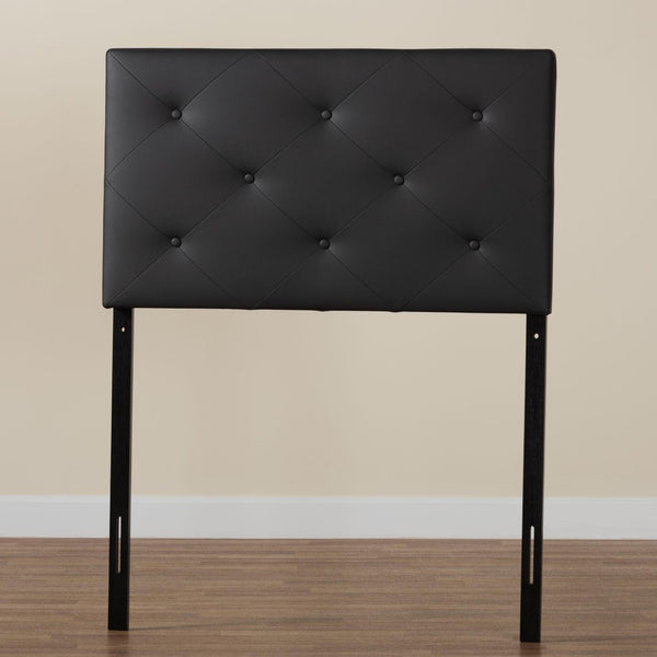 Baxton Studio Baxton Modern Twin Upholstered Headboard with Button-Tufted Design for Chic Bedroom Makeover Black BBT6431-Black-Twin HB