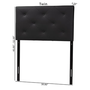 Baxton Studio Baxton Modern Twin Upholstered Headboard with Button-Tufted Design for Chic Bedroom Makeover Black BBT6431-Black-Twin HB