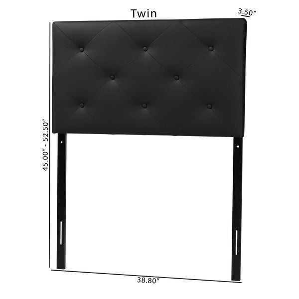 Baxton Studio Baxton Modern Twin Upholstered Headboard with Button-Tufted Design for Chic Bedroom Makeover Black BBT6431-Black-Twin HB