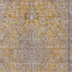 HomeRoots 8' X 10' Floral Medallion Washable Area Rug – Gold & Copper Elegance with UV Protection & Stain Resistance 696108