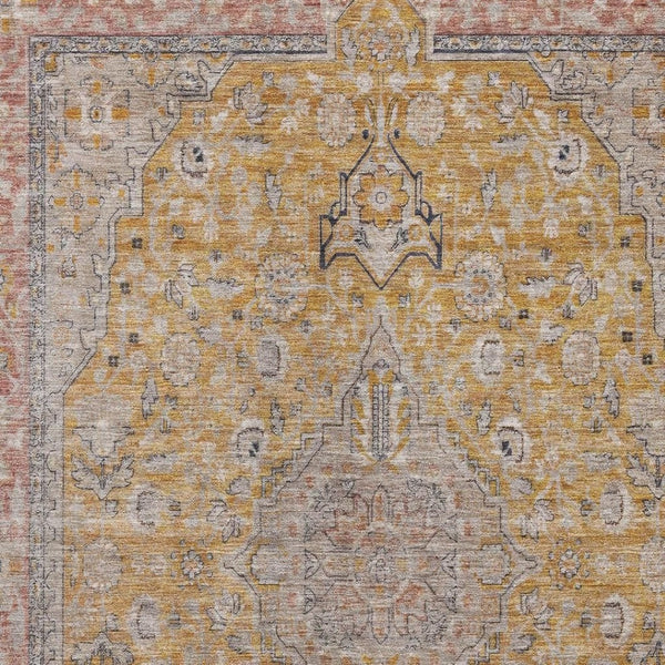 HomeRoots 10' X 14' Elegant Gold, Copper & Gray Floral Medallion Area Rug with Stain Resistance & UV Protection 696110