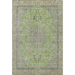HomeRoots 10' X 14' Vibrant Lime Green & Gray Floral Medallion Area Rug - Washable, UV-Protected & Stylish 696116
