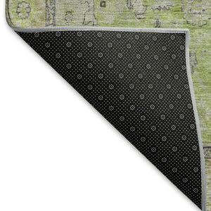 HomeRoots 10' X 14' Vibrant Lime Green & Gray Floral Medallion Area Rug - Washable, UV-Protected & Stylish 696116