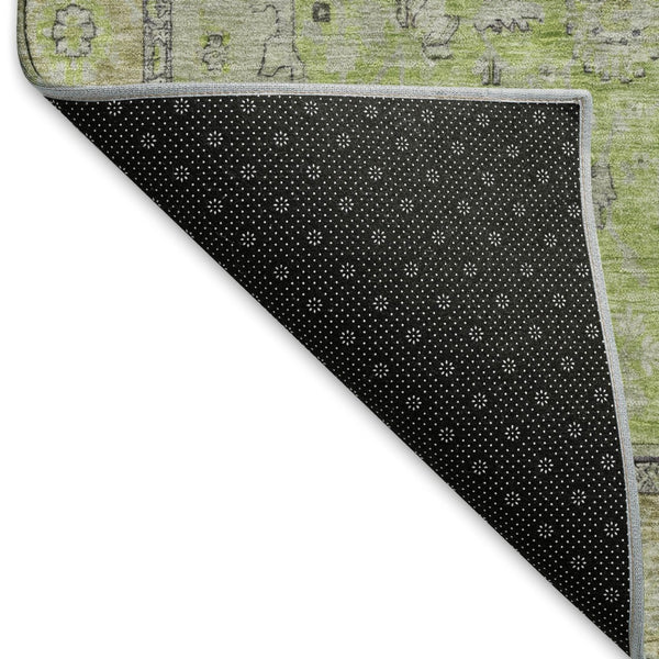 HomeRoots 10' X 14' Vibrant Lime Green & Gray Floral Medallion Area Rug - Washable, UV-Protected & Stylish 696116
