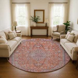 HomeRoots 8' Vibrant Floral Medallion Round Rug – Washable, UV-Protected, Durable Design for Busy Homes 696119