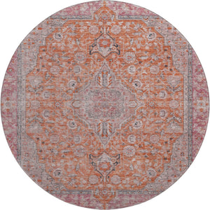 HomeRoots 8' Vibrant Floral Medallion Round Rug – Washable, UV-Protected, Durable Design for Busy Homes 696119