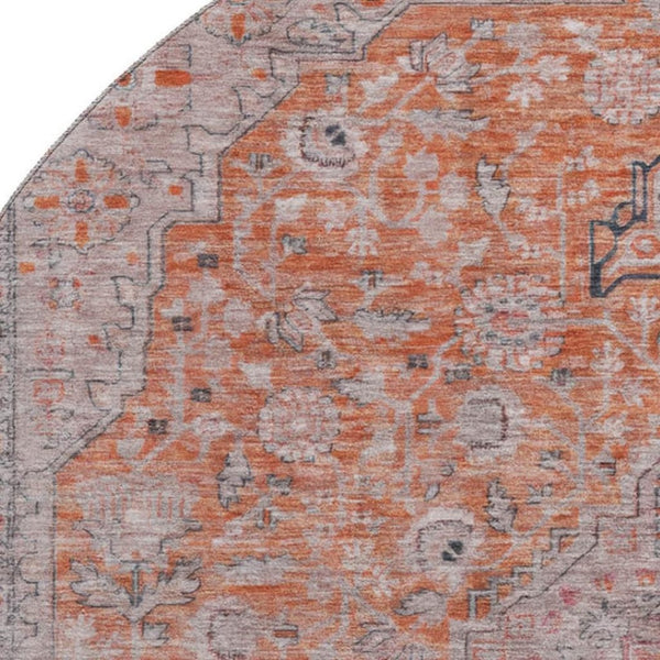 HomeRoots 8' Vibrant Floral Medallion Round Rug – Washable, UV-Protected, Durable Design for Busy Homes 696119