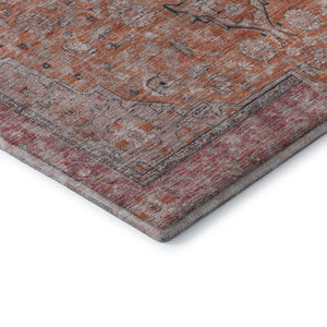 HomeRoots 9' X 12' Floral Medallion Area Rug in Orange, Red & Gray with UV Protection for Stylish Spaces 696121