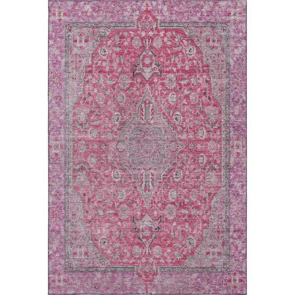 HomeRoots 10' X 14' Pink Mauve Floral Medallion Area Rug - Durable, Stain-Resistant & UV Protected Design 696128