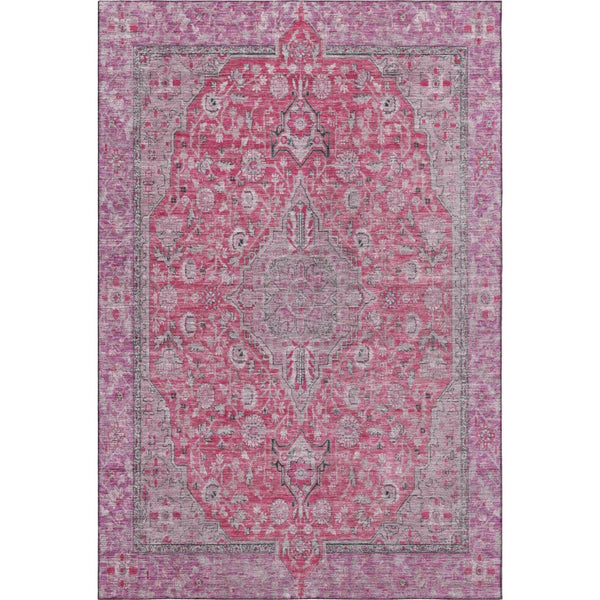 HomeRoots 10' X 14' Pink Mauve Floral Medallion Area Rug - Durable, Stain-Resistant & UV Protected Design 696128