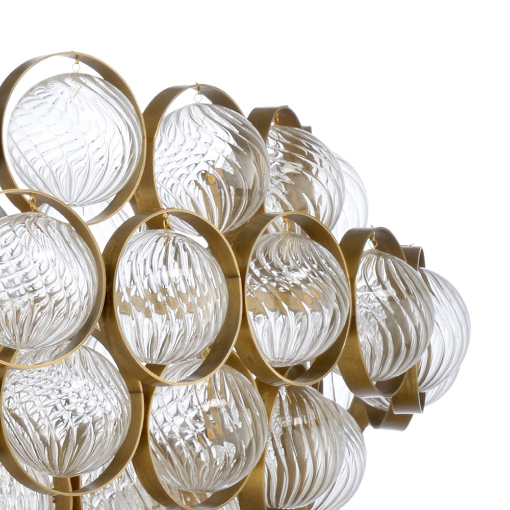 Chelsea House Milan Antique Brass 8-Light Chandelier With Clear Glass Globes, Adjustable 58" Chain, 30" Dia Elegant Lighting 69613