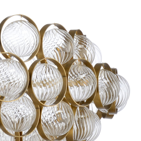 Chelsea House Milan Antique Brass 8-Light Chandelier With Clear Glass Globes, Adjustable 58" Chain, 30" Dia Elegant Lighting 69613