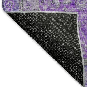 HomeRoots 9' X 12' Purple and Gray Floral Medallion Washable Area Rug - UV Protected, Durable, Pet-Friendly Design 696133