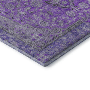HomeRoots 9' X 12' Purple and Gray Floral Medallion Washable Area Rug - UV Protected, Durable, Pet-Friendly Design 696133