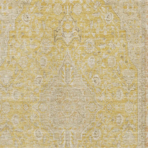 HomeRoots 5' X 8' Wheat Gold & Gray Floral Medallion Area Rug - Durable, Washable, UV Resistant & Pet Friendly! 696136