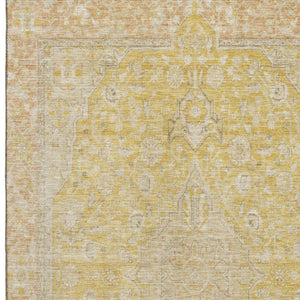 HomeRoots 8' X 10' Wheat Gold & Gray Floral Medallion Washable Area Rug | Durable, UV Protected, Stylish Decor 696138