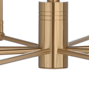 Chelsea House Stiletto Eight-Light Chandelier In Ivory & Antique Brass — Contemporary Cylinder Shades, Adjustable Chain 69614