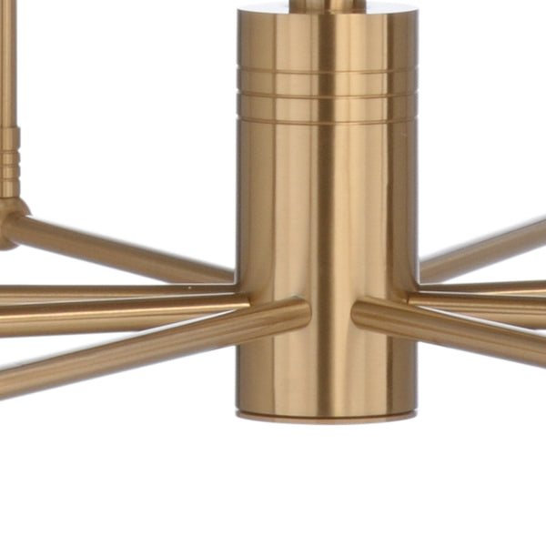 Chelsea House Stiletto Eight-Light Chandelier In Ivory & Antique Brass — Contemporary Cylinder Shades, Adjustable Chain 69614