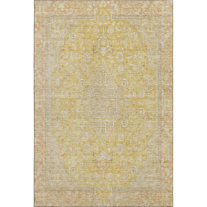 HomeRoots 10' Wheat Gold & Gray Floral Medallion Area Rug - Washable, Stain-Resistant, UV-Protected Design 696140