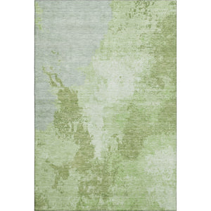 HomeRoots 8' X 10' Artichoke Green & Ivory Abstract Area Rug - Washable, UV Resistant, Perfect for High-Traffic Spaces 696144