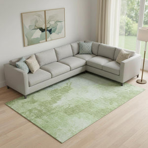 HomeRoots 9' X 12' Artichoke Green Abstract Area Rug – Durable, Washable, UV-Protected, Perfect for Homes! 696145