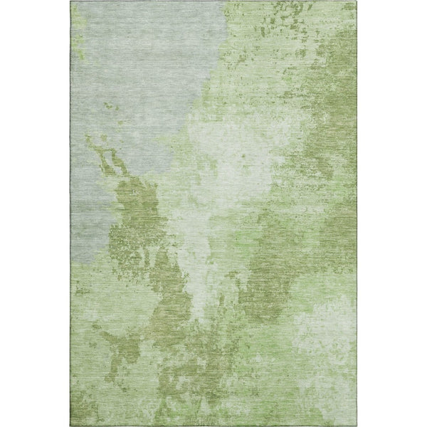HomeRoots 9' X 12' Artichoke Green Abstract Area Rug – Durable, Washable, UV-Protected, Perfect for Homes! 696145