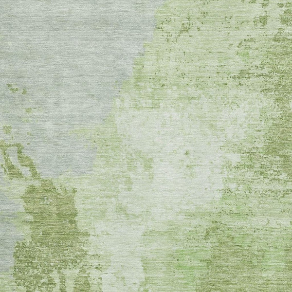 HomeRoots 9' X 12' Artichoke Green Abstract Area Rug – Durable, Washable, UV-Protected, Perfect for Homes! 696145