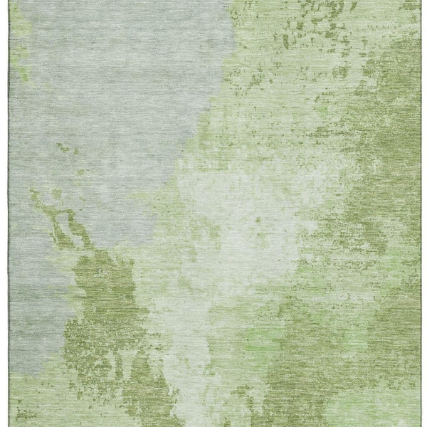 HomeRoots 10' Artichoke Green & Ivory Abstract Washable Area Rug - UV Protected, Stain Resistant & Soft Texture 696146