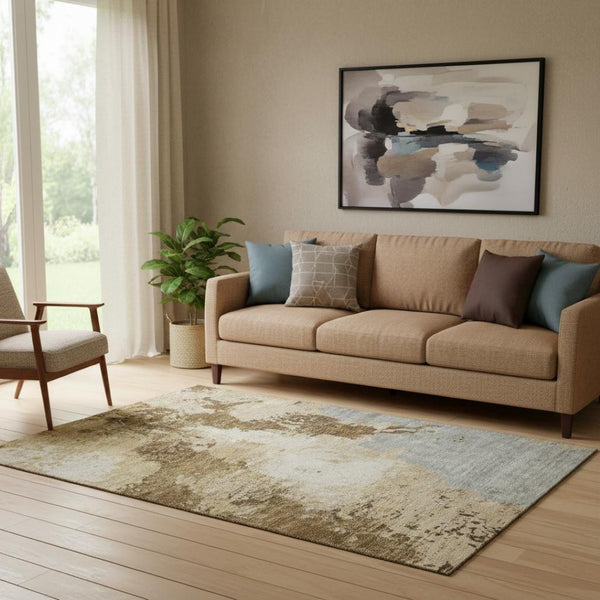 HomeRoots 5' X 8' Modern Abstract Washable Area Rug - Durable, UV-Protected for High-Traffic Homes & Pets 696148
