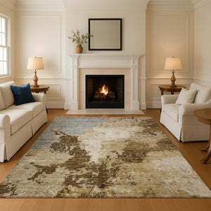 HomeRoots 5' X 8' Modern Abstract Washable Area Rug - Durable, UV-Protected for High-Traffic Homes & Pets 696148