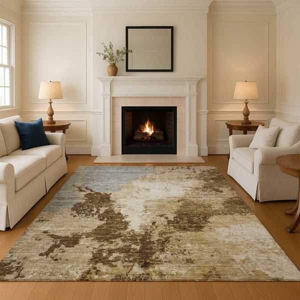 HomeRoots 5' X 8' Modern Abstract Washable Area Rug - Durable, UV-Protected for High-Traffic Homes & Pets 696148