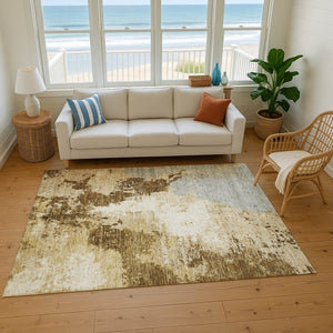 HomeRoots 5' X 8' Modern Abstract Washable Area Rug - Durable, UV-Protected for High-Traffic Homes & Pets 696148