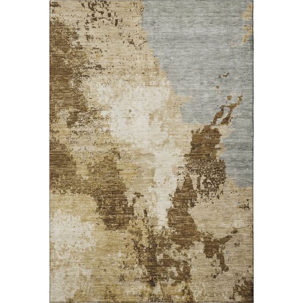 HomeRoots 8' X 10' Stylish Brown Beige Gray Abstract Area Rug - Washable, UV Protected, Durable for Homes 696150