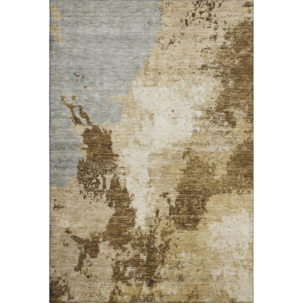 HomeRoots 9' X 12' Stylish Washable Area Rug in Brown, Beige & Gray - UV Protected for High-Traffic Spaces 696151