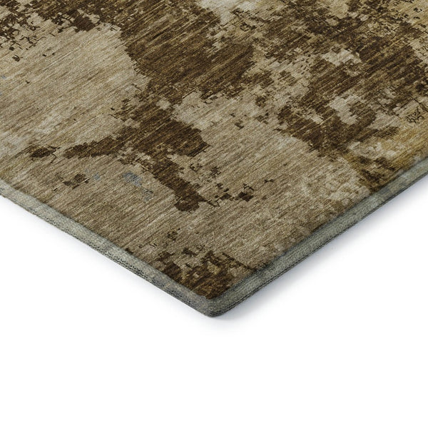 HomeRoots 9' X 12' Stylish Washable Area Rug in Brown, Beige & Gray - UV Protected for High-Traffic Spaces 696151