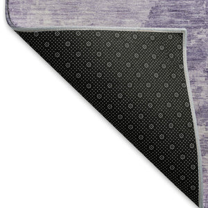 HomeRoots 8' Plum and Lavender Abstract Round Rug - Washable, UV Protected, Perfect for High-Traffic Areas 696161