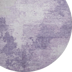 HomeRoots 8' Plum and Lavender Abstract Round Rug - Washable, UV Protected, Perfect for High-Traffic Areas 696161