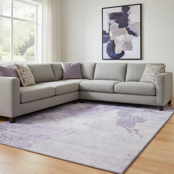HomeRoots 8' X 10' Stylish Plum & Lavender Abstract Washable Area Rug with UV Protection for Busy Homes 696162