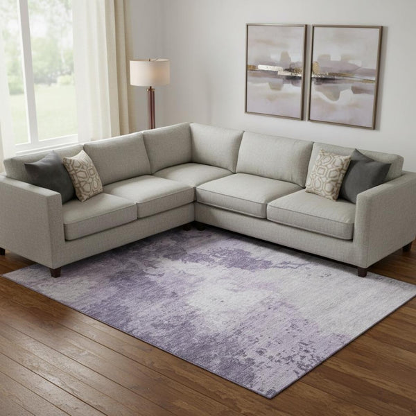 HomeRoots 9' X 12' Plum and Lavender Abstract Area Rug – Durable, Stain-Resistant with UV Protection for Homes 696163