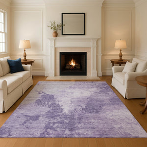 HomeRoots 9' X 12' Plum and Lavender Abstract Area Rug – Durable, Stain-Resistant with UV Protection for Homes 696163
