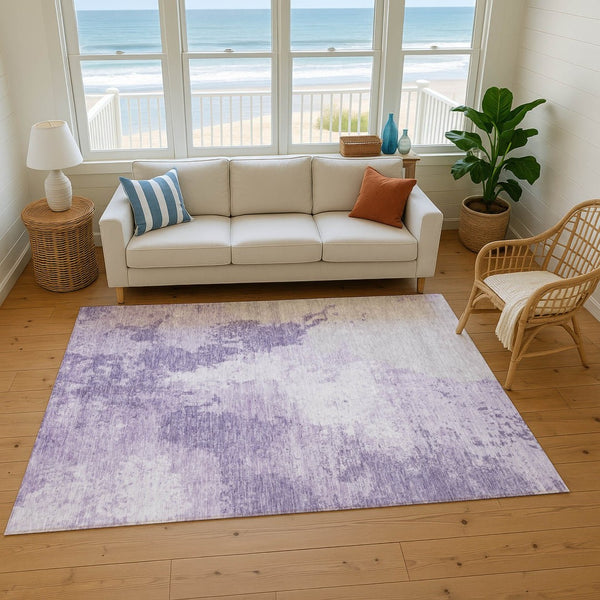 HomeRoots 9' X 12' Plum and Lavender Abstract Area Rug – Durable, Stain-Resistant with UV Protection for Homes 696163