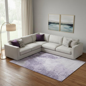 HomeRoots 10' X 14' Plum & Lavender Abstract Area Rug - Washable, UV-Protected, Stain-Resistant for Family Spaces 696164