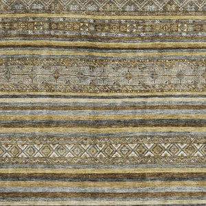 HomeRoots 5' X 8' Striped Washable Area Rug in Brown, Beige & Gray - Durable, UV Protected for Stylish Spaces 696166
