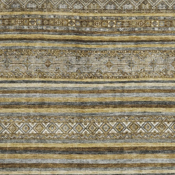 HomeRoots 5' X 8' Striped Washable Area Rug in Brown, Beige & Gray - Durable, UV Protected for Stylish Spaces 696166