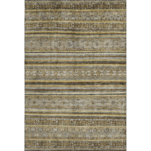 HomeRoots 8' X 10' Striped Washable Area Rug - Durable, UV-Protected, Stylish Design for Homes with Kids & Pets 696168