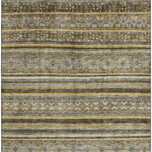 HomeRoots 8' X 10' Striped Washable Area Rug - Durable, UV-Protected, Stylish Design for Homes with Kids & Pets 696168
