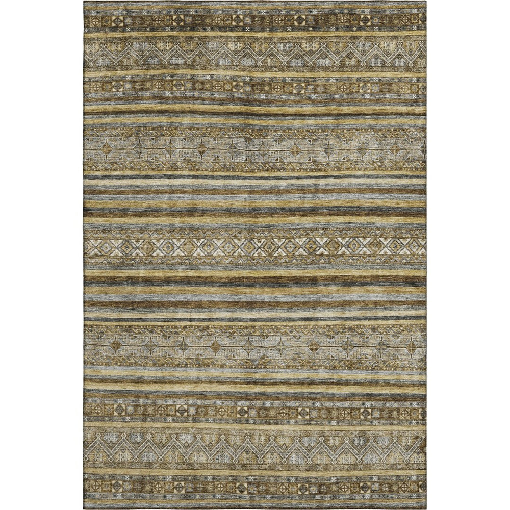 HomeRoots 9' X 12' Washable Striped Area Rug - Durable, Stain-Resistant, UV Protected for Modern Living Spaces 696169