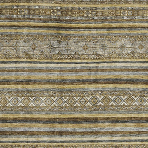 HomeRoots 9' X 12' Washable Striped Area Rug - Durable, Stain-Resistant, UV Protected for Modern Living Spaces 696169